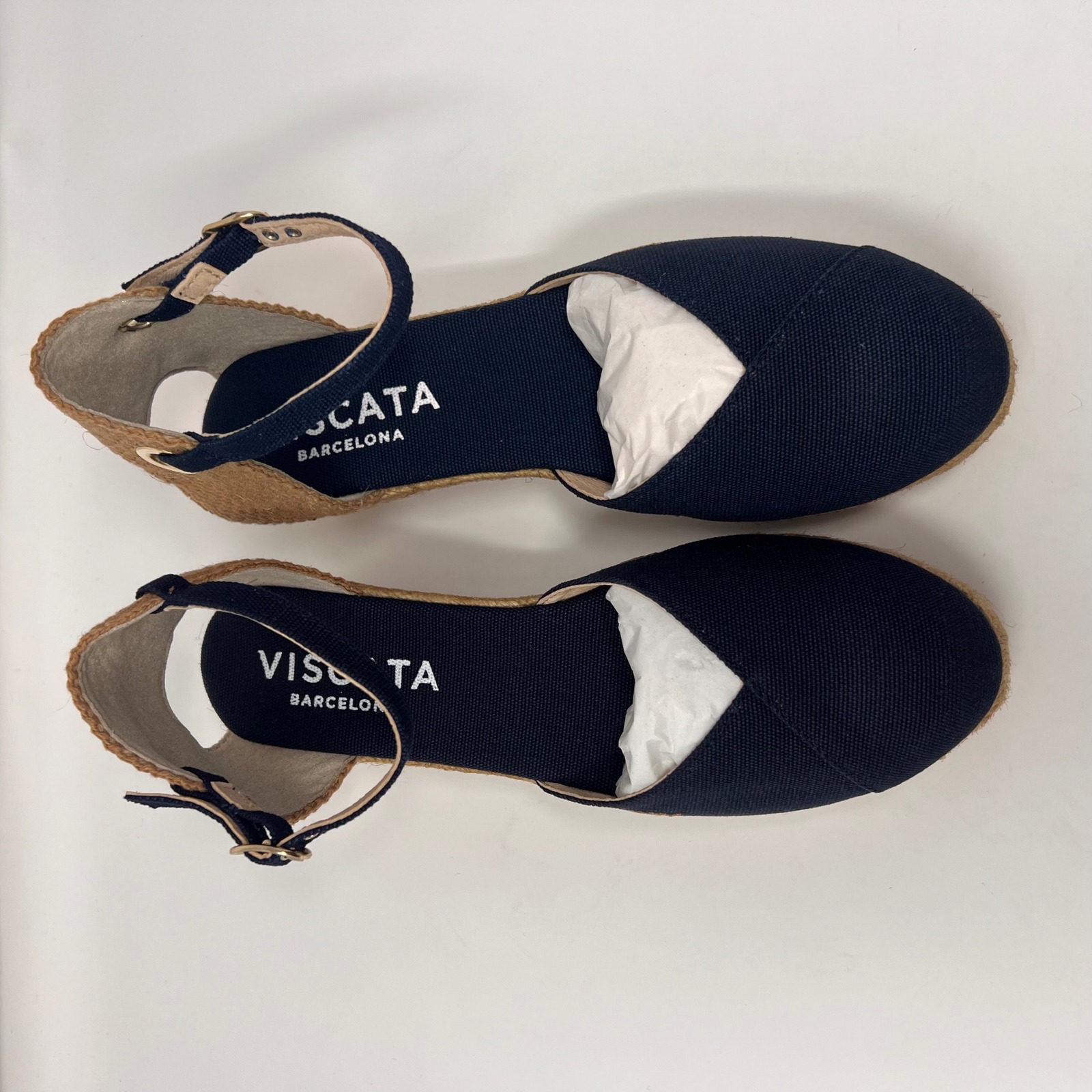 Viscata Pubol Espadrille Wedge Sandals Womens 40 Us 9 Navy Canvas Spain Nib — image 5 of 8